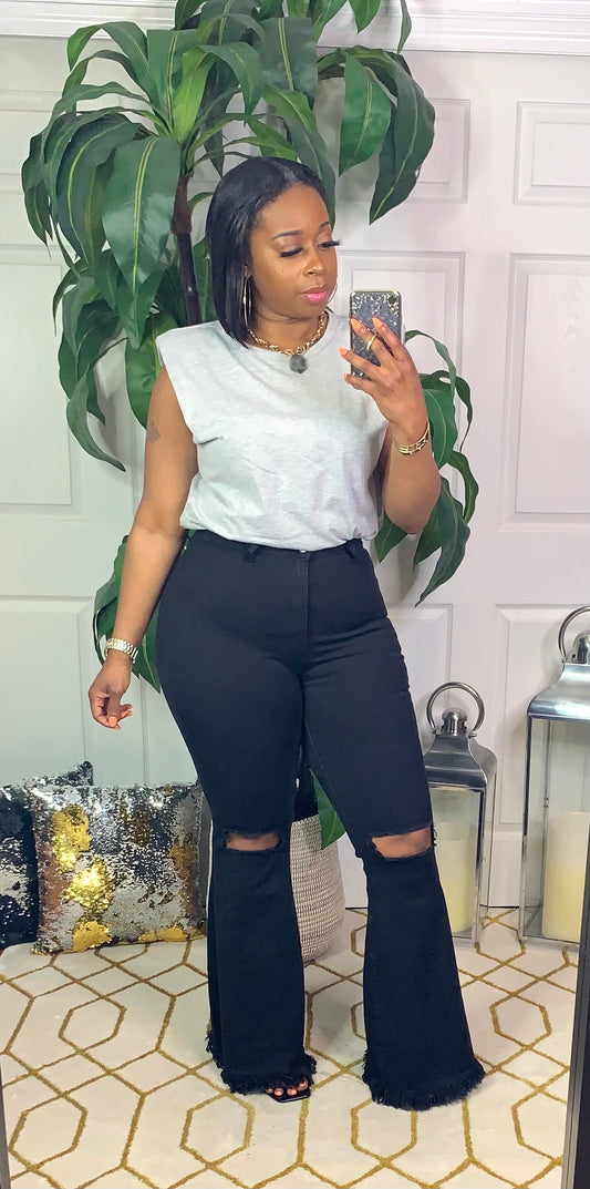 TAMAR Flare Jeans (Black) | Size Small left
