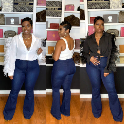 ANIKA Bell Bottom Jeans (Dk.Denim) Size Small left