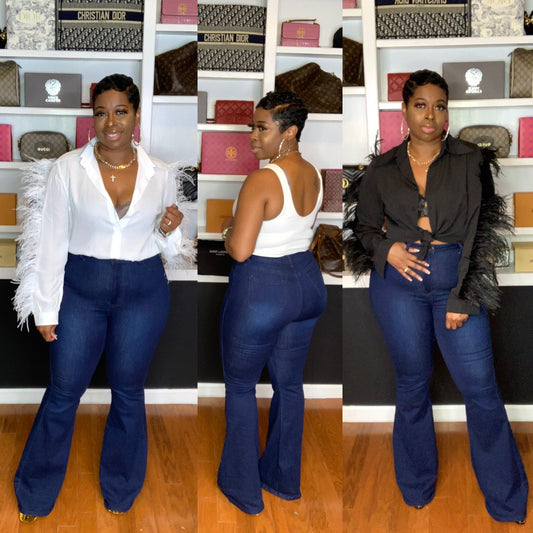 ANIKA Bell Bottom Jeans (Dk.Denim) Size Small left