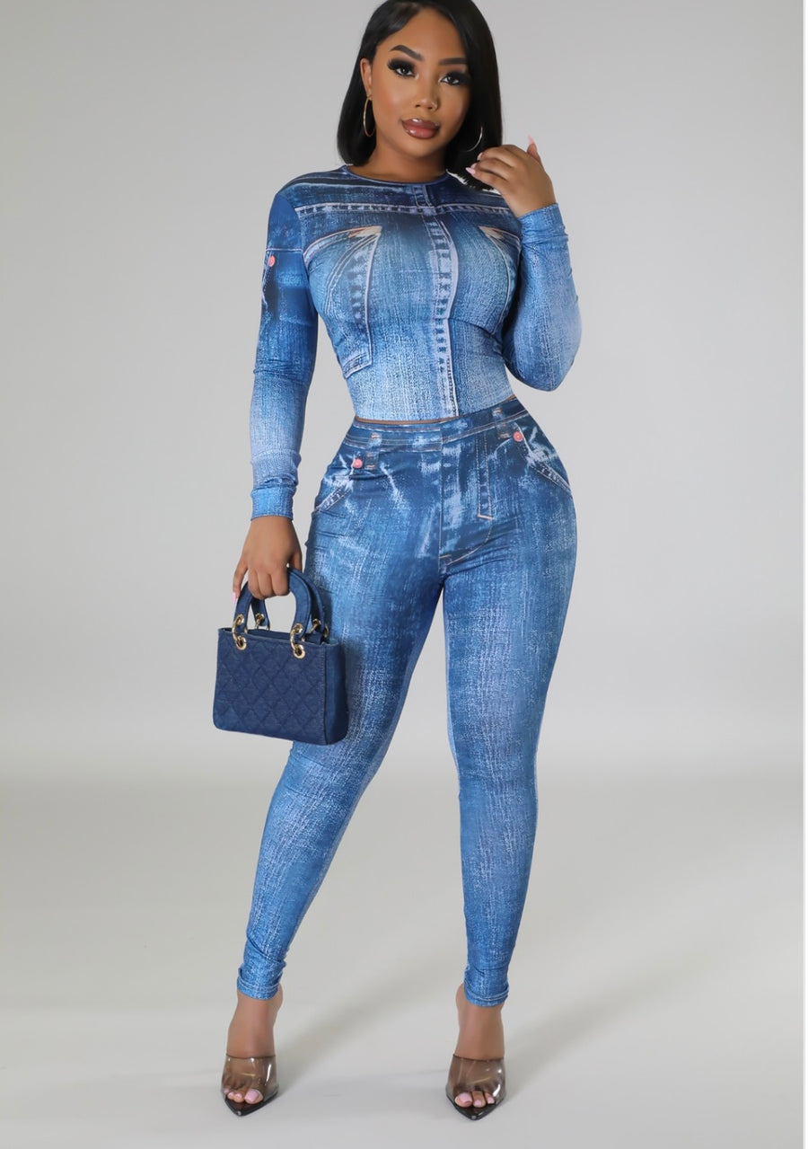 The MEG DENIM Set (Denim Print)