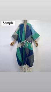 The FUZZY Tassel Kimono (Blue/Multi | "PRE-ORDER"