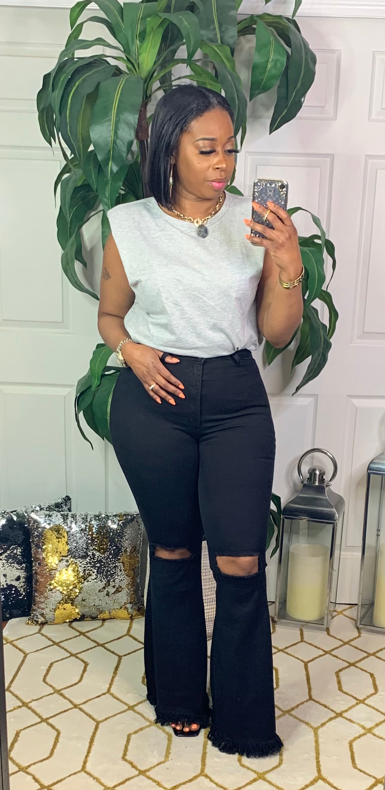 TAMAR Flare Jeans (Black) | Size Small left